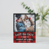 Red Buffalo Pset Photo Wedding Save the Date Aankondigingskaart (Staand voorkant)