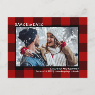 Red Buffalo Pset Photo Wedding Save the Date Aankondigingskaart