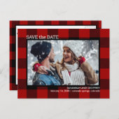 Red Buffalo Pset Photo Wedding Save the Date Aankondigingskaart (Voorkant / Achterkant)