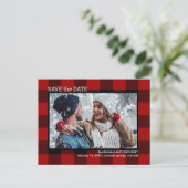 Red Buffalo Pset Photo Wedding Save the Date Aankondigingskaart (Staand voorkant)