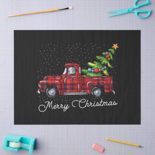 Red Buffalo Pset Pickup Truck met Boom Merry Chr Tissuepapier (Craft)