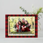 Red Buffalo Pset Prettige feestdagen Foto Gold (Staand Voorkant)