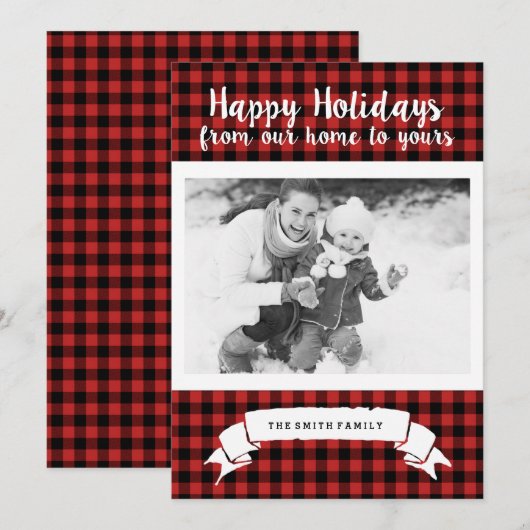 Red Buffalo Pset Prettige feestdagen Fotokaart Feestdagenkaart (Voorkant / Achterkant)