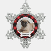 Red Buffalo Pset Puppy Dog Foto Tin Sneeuwvlok Ornament (Voorkant)