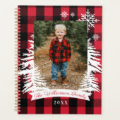 Red Buffalo Pset Rustic Pine Trees Familie Foto Planner (Voorkant)