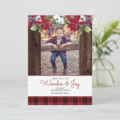 Red Buffalo Pset Rustic Wood Poinsettia Kerstmis Kaart (Staand voorkant)