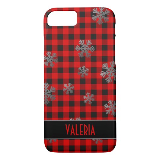 Red Buffalo Pset Silver Glitter Snowflakes Case-Mate iPhone Case (Achterkant)