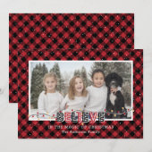 Red Buffalo Pset Snow Believe Photo Holiday Card Feestdagenkaart (Voorkant / Achterkant)