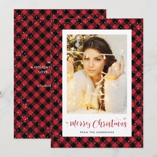 Red Buffalo Pset Snow-kerstkaarten Feestdagenkaart (Voorkant / Achterkant)