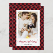 Red Buffalo Pset Snow Photo Holiday Kaarten (Voorkant / Achterkant)