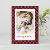 Red Buffalo Pset Snow Photo Holiday Kaarten (Staand voorkant)