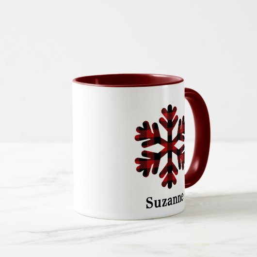 Red Buffalo Pset Snowflake Monogram Coffee Mok (Voorkant rechts)