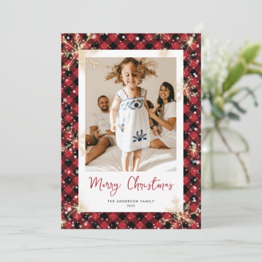 Red Buffalo Pset Sparkly met kerstkaarten Feestdagenkaart (Staand voorkant)