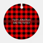 Red Buffalo Pset & Stars Merry Kerstmis Aangepast Metalen Ornament (Achterkant)