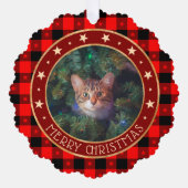 Red Buffalo Pset & Stars Merry Kerstmis Aangepast Ornament Kaart (Voorkant)