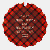 Red Buffalo Pset & Stars Merry Kerstmis Aangepast Ornament Kaart (Achterkant)