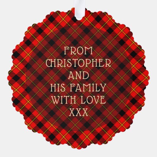 Red Buffalo Pset & Stars Merry Kerstmis Aangepast Ornament Kaart (Achterkant)