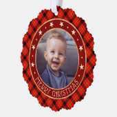 Red Buffalo Pset & Stars Merry Kerstmis Aangepast Ornament Kaart (Links)