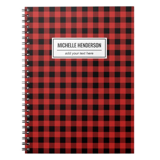 Red Buffalo Pset Tartan Persoonlijke naam Notitieboek (Voorkant)