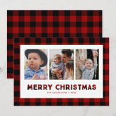 Red Buffalo Pset Triptych-kerstfotokaart Feestdagenkaart (Voorkant / Achterkant)
