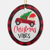 Red Buffalo Pset Truck Santa Hat kerstvibes Keramisch Ornament (Links)