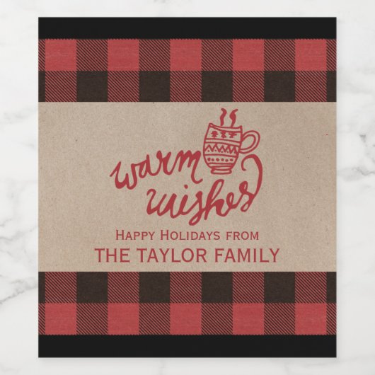 Red Buffalo Pset Warm Wasting Kerstmis Wijn Etiket (Enkel label)