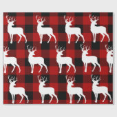 Red Buffalo Pset & White Deer Kerstmis Cadeaupapier (Vlak)