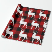 Red Buffalo Pset & White Deer Kerstmis Cadeaupapier (Uitgerold)