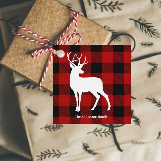 Red Buffalo Pset & White Deer | Persoonsnaam Bedankjes Labels