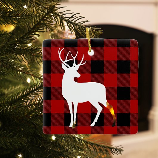 Red Buffalo Pset & White Deer | Persoonsnaam Keramisch Ornament