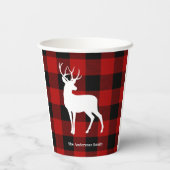 Red Buffalo Pset & White Deer | Persoonsnaam Papieren Bekers (Achterkant)