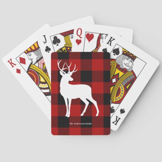 Red Buffalo Pset & White Deer | Persoonsnaam Pokerkaarten (Achterkant)