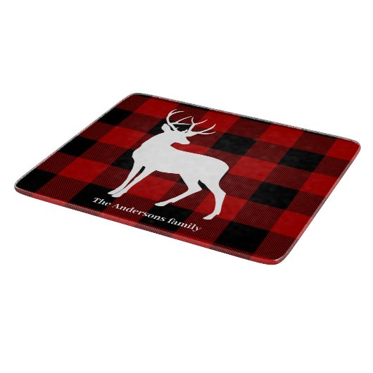 Red Buffalo Pset & White Deer | Persoonsnaam Snijplank (Hoek)