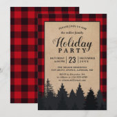 Red Buffalo Pset Winter Forest Holiday Party Kaart (Voorkant / Achterkant)