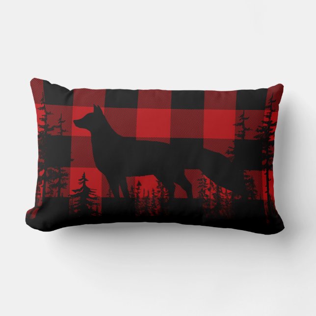 Red Buffalo Pset Woodland Pine Forest Fox Lumbar Kussen (Voorkant)