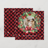 Red Buffalo Pset Wreats Stars met kerstmis Feestdagenkaart (Voorkant / Achterkant)