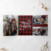 Red Buffalo Pset Year in Review kerstfoto Drieluik Wenskaart (Binnen)