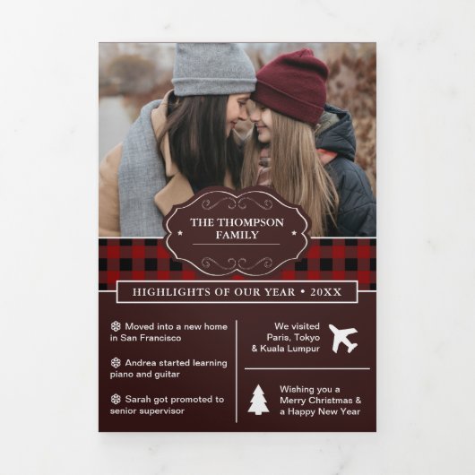 Red Buffalo Pset Year in Review kerstfoto Drieluik Wenskaart (Cover)