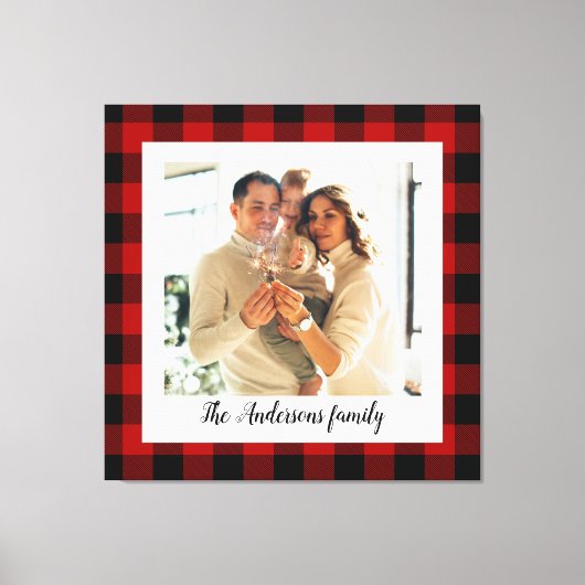 Red Buffalo spelden en persoonlijke naam en foto Canvas Afdruk (Voorkant)