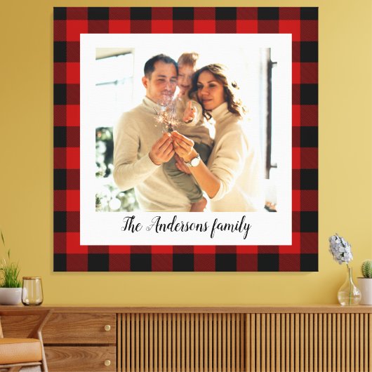 Red Buffalo spelden en persoonlijke naam en foto Canvas Afdruk (Insitu (Woonkamer))