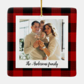 Red Buffalo spelden en persoonlijke naam en foto Keramisch Ornament (Achterkant)