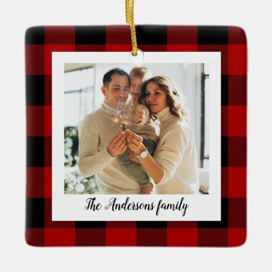 Red Buffalo spelden en persoonlijke naam en foto Keramisch Ornament (Voorkant)