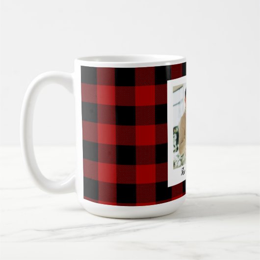 Red Buffalo spelden en persoonlijke naam en foto Koffiemok (Links)