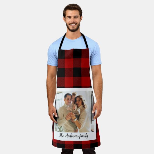 Red Buffalo spelden en persoonlijke naam en foto Schort (Gedragen)