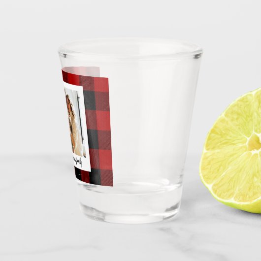 Red Buffalo spelden en persoonlijke naam en foto Shot Glas (Rechts)