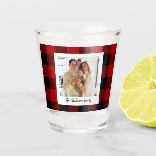 Red Buffalo spelden en persoonlijke naam en foto Shot Glas (Voorkant)