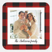 Red Buffalo spelden en persoonlijke naam en foto Vierkante Sticker (Voorkant)