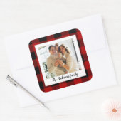 Red Buffalo spelden en persoonlijke naam en foto Vierkante Sticker (Envelop)