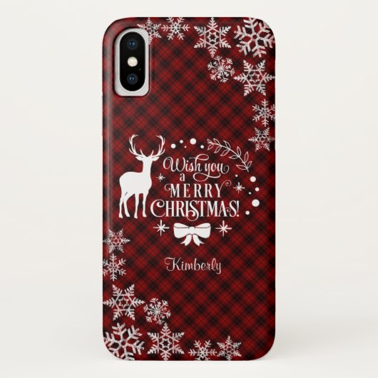 Red buffalo WIL je een MERRY CHRISTMAS Monogram Case-Mate iPhone Case (Achterkant)