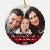 Red Buffalo's familie onze eerste kerstkerst Keramisch Ornament (Voorkant)